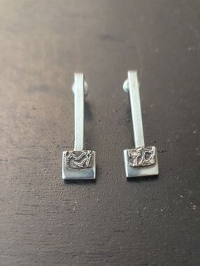 Sterling Silver Brutalist Drop Earrings